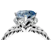 Halo Engagement Ring Setting for Fancy Blue Heart-Shaped Center with Rope Twist Split Shank and Prong Head in Platinum
