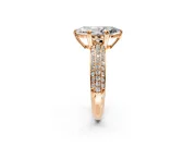 Solitaire Engagement Ring Setting for Marquise Center with Multi-Row Pave Accents and Basket Head in Rose Gold