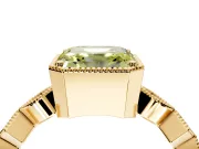 Milgrain Bezel Engagement Ring Setting for Fancy Yellow Asscher Cut Center with Marquise Stations and Bezel Head in Yellow Gold