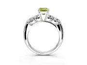 5 Stone Engagement Ring Setting for Fancy Yellow Emerald Cut Center with Graduated Accents and Prong Head in Sterling Silver