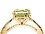 Solitaire Engagement Ring Setting for Fancy Yellow Asscher Cut Center with Flat-Sided Plain Band and Prong Head in Yellow Gold