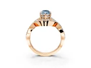 Halo Engagement Ring Setting for Fancy Blue Marquise Center with Pave Infinity Twist Band and Prong Head in Rose Gold