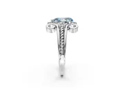 Solitaire Engagement Ring Setting for Fancy Blue Pear-Shaped Center with Twisted Band and Scroll Prong Head in Sterling Silver