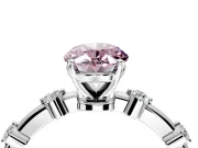 Solitaire Engagement Ring Setting for Fancy Pink Oval Center with Bezel Station Band and Prong Head in Sterling Silver