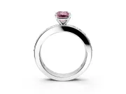 Solitaire Engagement Ring Setting for Fancy Pink Emerald Cut Center with Channel-Set Accents and Prong Head in Platinum