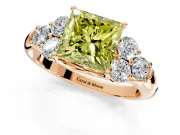 Cluster Engagement Ring Setting for Fancy Yellow Princess Cut Center with Round Cut Accent Frame and Prong Head in Rose Gold