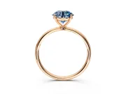 Solitaire Engagement Ring Setting for Fancy Blue Round Cut Center with Straight Thin Band and Prong Head in Rose Gold