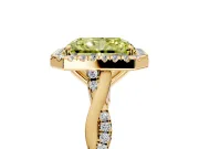 Halo Engagement Ring Setting for Fancy Yellow Radiant Cut Center with Twist Band and Prong Head in Yellow Gold