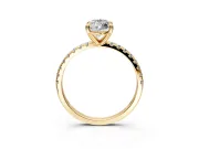 Solitaire Engagement Ring Setting for Marquise Center with Fine Pave Narrow Band and Prong Head in Yellow Gold