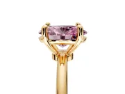 Minimalist Solitaire Engagement Ring Setting for Fancy Pink Oval Center with Thin Band and Prong Head in Yellow Gold
