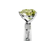 Solitaire Engagement Ring Setting for Fancy Yellow Heart-Shaped Center with Channel Baguette Band and Prong Head in Platinum
