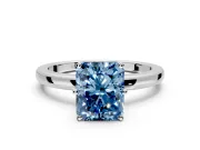 Solitaire Engagement Ring Setting for Fancy Blue Radiant Cut Center with Plain Band and Tulip Prong Head in Sterling Silver