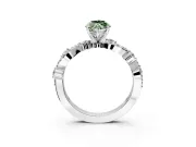 Solitaire Engagement Ring Setting for Fancy Green Marquise Center with Bar-Station Pave Twist and Prong Head in Sterling Silver