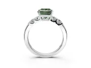 5 Stone Engagement Ring Setting for Fancy Green Princess Cut Center with Plain Band and Prong Head in White Gold