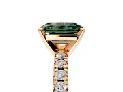 Solitaire Engagement Ring Setting for Fancy Green Emerald Cut Center with Large Accents and Prong Head in Rose Gold
