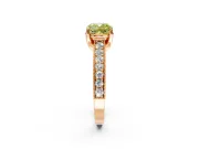 Solitaire Engagement Ring Setting for Fancy Yellow Cushion Cut Center with Milgrain-Framed Pave Band and Prong Head in Rose Gold