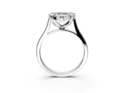 Single Halo Engagement Ring Setting for Fancy Pink Pear-Shaped Center with Corner Claws, Plain Band and Prong Head in Platinum