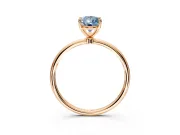 Solitaire Engagement Ring Setting for Fancy Blue Pear-Shaped Center with Straight Thin Band and Prong Head in Rose Gold