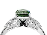 Leaf Cluster Engagement Ring Setting for Fancy Green Radiant Cut Center with Marquise Accents and Prong Head in White Gold