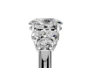 Cluster Engagement Ring Setting for Oval Center with Round Cut Accent Frame and Prong Head in Platinum