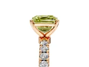 Open Basket Engagement Ring Setting for Fancy Yellow Asscher Cut Center with Pave Band and Prong Head in Rose Gold