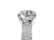 Solitaire Engagement Ring Setting for Round Cut Center with Multi-Row Pave Accents and Basket Head in Platinum