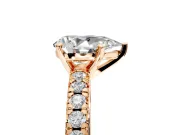 Solitaire Engagement Ring Setting for Pear-Shaped Center with Large Accents and Prong Head in Rose Gold