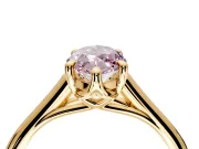 Solitaire Engagement Ring Setting for Fancy Pink Marquise Center with Cathedral Band and Prong Head in Yellow Gold