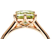 Solitaire Engagement Ring Setting for Fancy Yellow Asscher Cut Center with Cathedral Band and Prong Head in Rose Gold