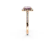 Halo Engagement Ring Setting for Fancy Pink Princess Cut Center with Narrowing Pave Band and Prong Head in Rose Gold