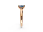 Solitaire Engagement Ring Setting for Fancy Blue Princess Cut Center with Reverse Tapered Band and Prong Head in Rose Gold