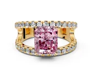 Solitaire Engagement Ring Setting for Fancy Pink Radiant Cut Center with Wide-Open Split Shank and Prong Head in Yellow Gold