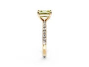 Solitaire Engagement Ring Setting for Fancy Yellow Asscher Cut Center with Fine Pave Narrow Band and Prong Head in Yellow Gold