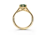 Solitaire Engagement Ring Setting for Fancy Green Radiant Cut Center with Cathedral Band and Prong Head in Yellow Gold