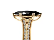 Solitaire Engagement Ring Setting for Fancy Black Marquise Center with Pave Rail Split Shank and Prong Head in Yellow Gold