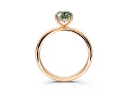 Hidden Halo Engagement Ring Setting for Fancy Green Oval Center with Thin Round-Wire Band and Prong Head in Rose Gold