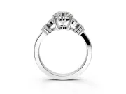 Floral Engagement Ring Setting for Round Cut Center with Marquise Cluster Shoulders and Prong Head in Platinum