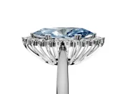 Starburst Halo Engagement Ring Setting for Fancy Blue Marquise Center with Thin Round-Wire Band and Prong Head in Platinum