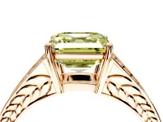 Split Shank Engagement Ring Setting for Fancy Yellow Asscher Cut Center with Pave Split Shank and Prong Head in Rose Gold