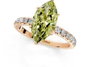 Solitaire Engagement Ring Setting for Fancy Yellow Marquise Center with Large Accent Band and Prong Head in Rose Gold