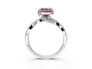 Solitaire Engagement Ring Setting for Fancy Pink Asscher Cut Center with Narrow Twist Pave Band and Prong Head in Platinum