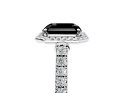 Halo Engagement Ring Setting for Fancy Black Asscher Cut Center with Narrowing Pave Band and Prong Head in Sterling Silver