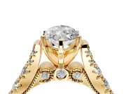 Solitaire Engagement Ring Setting for Marquise Center with Pave Cathedral Shoulders and Prong Head in Yellow Gold