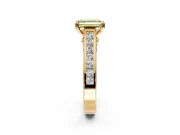 Solitaire Engagement Ring Setting for Fancy Yellow Emerald Cut Center with Channel Band and Double Claw Prong Head in Yellow Gold