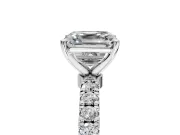 Open Basket Engagement Ring Setting for Asscher Cut Center with Pave Band and Prong Head in White Gold