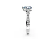 Solitaire Engagement Ring Setting for Fancy Blue Pear-Shaped Center with Raised Channel Band and Prong Head in White Gold
