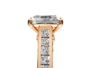 Solitaire Engagement Ring Setting for Radiant Cut Center with Channel Band and Double Claw Prong Head in Rose Gold