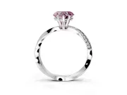 Side Accent Engagement Ring Setting for Fancy Pink Heart-Shaped Center with Accent Shoulders and Prong Head in Platinum