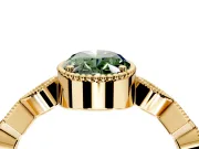 Milgrain Bezel Engagement Ring Setting for Fancy Green Oval Center with Marquise Stations and Bezel Head in Yellow Gold