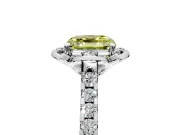 Floral Engagement Ring Setting for Fancy Yellow Asscher Cut Center with Pave Band and Floral Prong Head in Sterling Silver